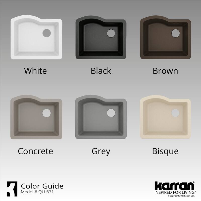 Karran Undermount Quartz 24 in. Single Bowl Kitchen Sink Kit
