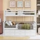 preview thumbnail 2 of 49, Separable Twin Over Full Bunk Bed Storage Platform Bed with with Pull-out Trundle, Drawers, Ladder and Safety Fence
