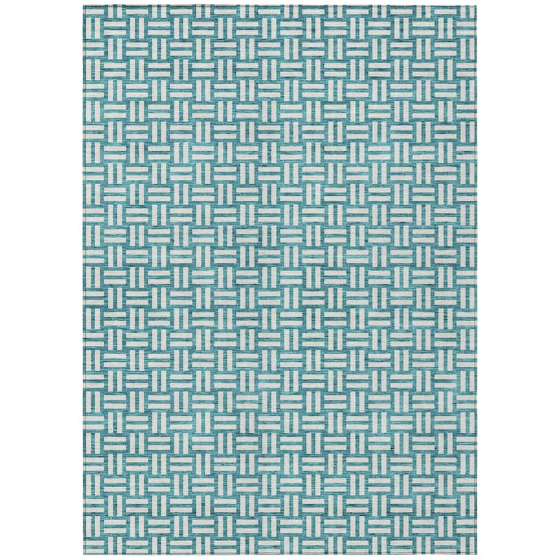 Machine Washable Indoor/ Outdoor Chantille Contempory Crosshatch Rug