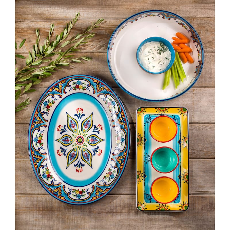 Euro Ceramica Zanzibar Ceramic 4 Piece Appetizer Serving Set