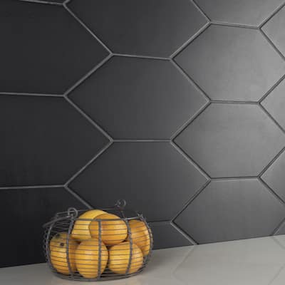 Merola Tile Textile Basic Kayak Black 6-1/2" x 12-1/2" Porcelain Floor and Wall Tile