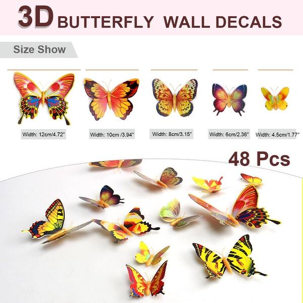 Shop 48pcs 3d Butterfly Wall Sticker Decal With Sticker For