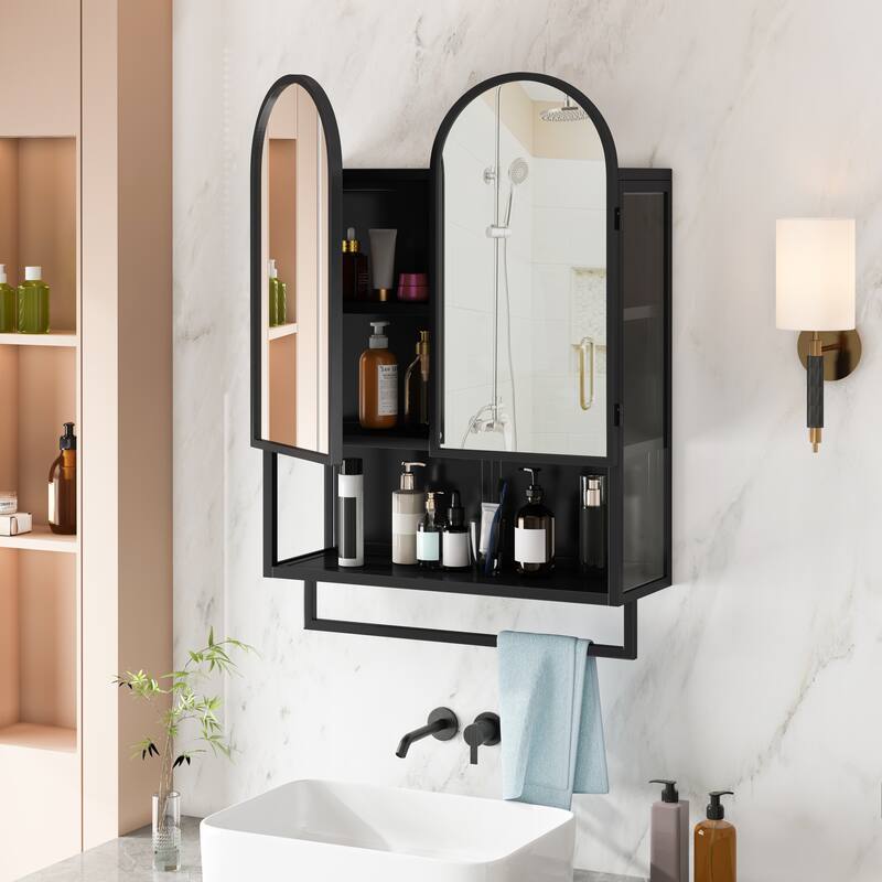 23.62" Modern Double-Arched Mirror Cabinet