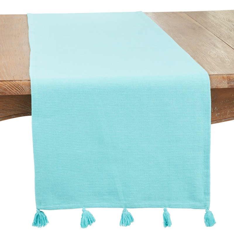 Timeless Simplicity Tassel Table Runner - Turquoise - 16" x 72"