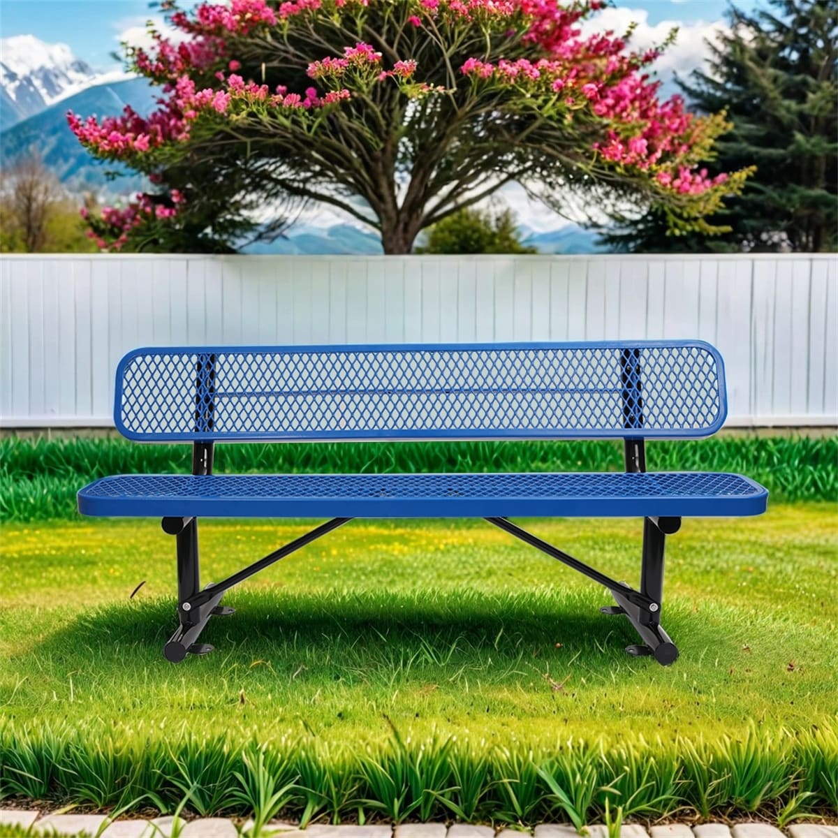6 FT Outdoor Steel Bench with Backrest