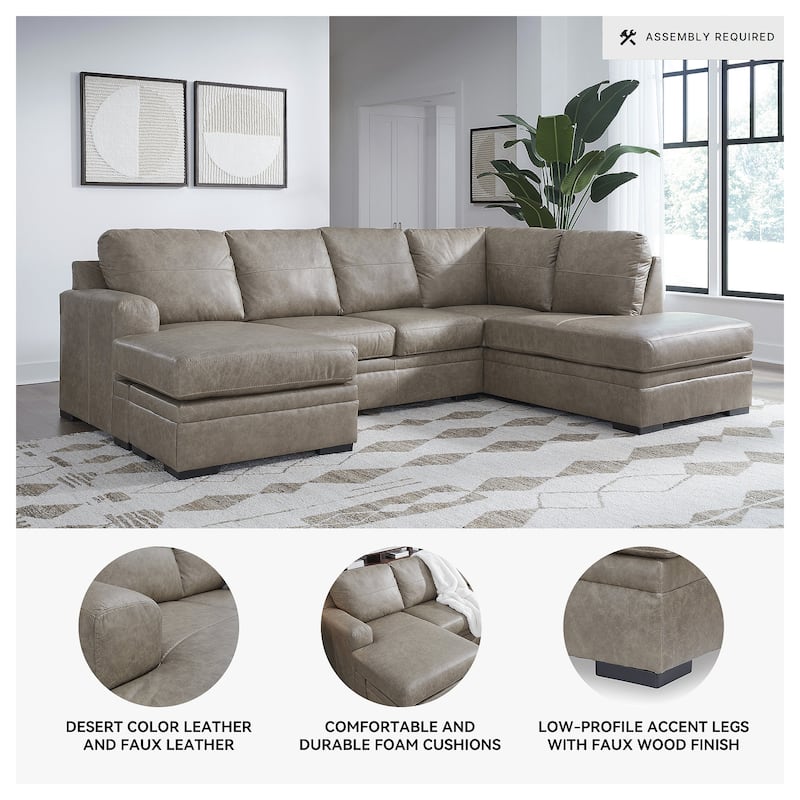 Signature Design by Ashley Amuleto Brown 2-Piece Sectional with Chaise - 124"W x 86"D x 40"H