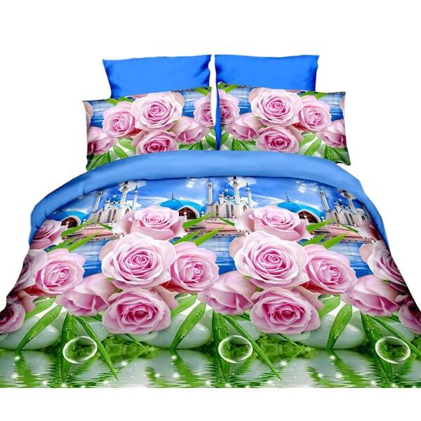 Shop 3d Flower Queen King Size Bed Quilt Duvet Sheet Cover 4pc Set Cotton Sanded Overstock 28624314