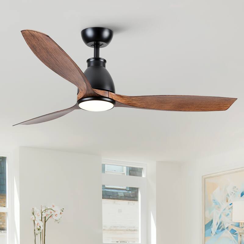 YUHAO 56 inch 6 Speed Quiet DC Motor Indoor Matte White Ceiling Fans with Lights and Remote Control