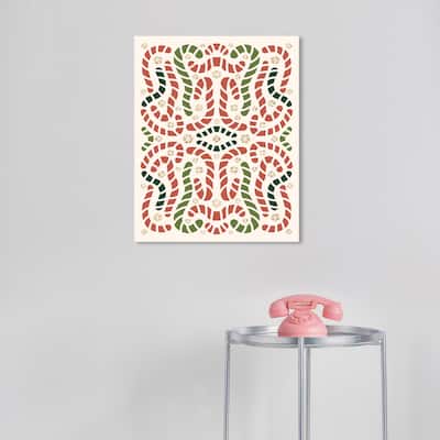 Wynwood Studio Canvas Holiday and Seasonal Candy Canes Artwork Glitter Red Modern & Contemporary Wall Art Canvas Print