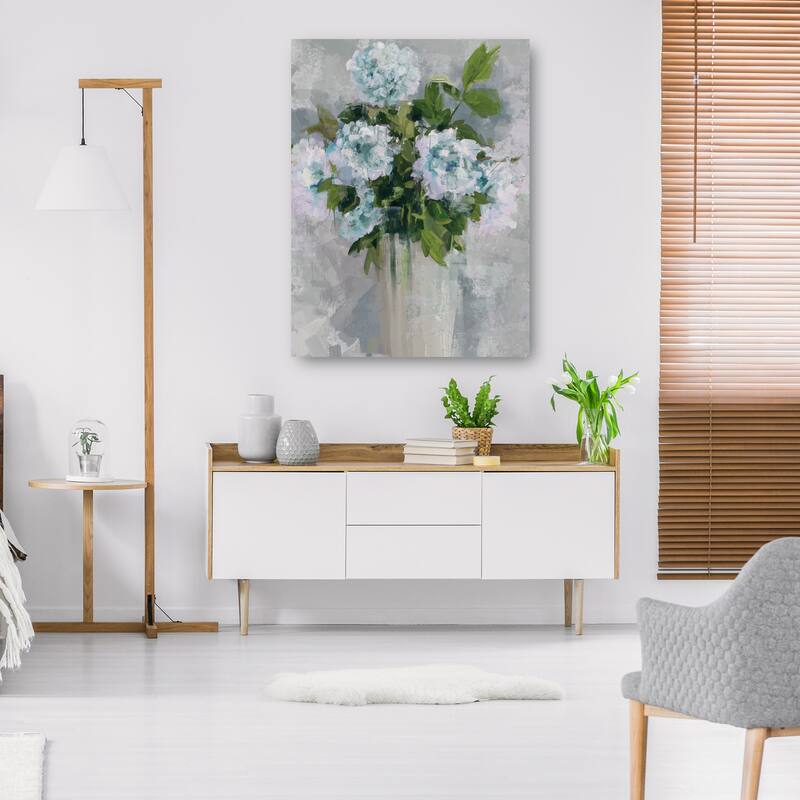 Modern Floral I Blue By Studio Arts Canvas Art Print