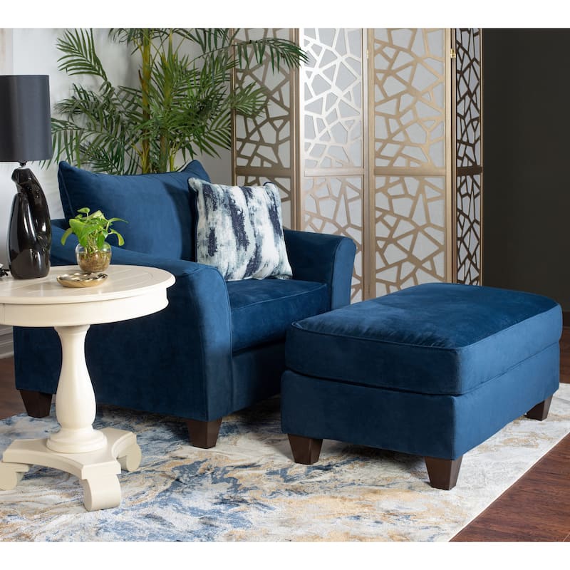 Roundhill Furniture Camero Fabric Pillowback 4-Piece Sofa Set in Navy Blue