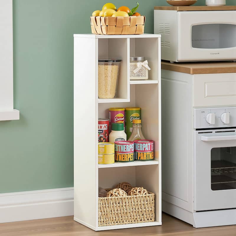 Javlergo Set of 2 Modern 4-Tier Bookshelves Asymmetric Storage Shelf Horizontal or Vertical Bookcase for Living Room Bedroom