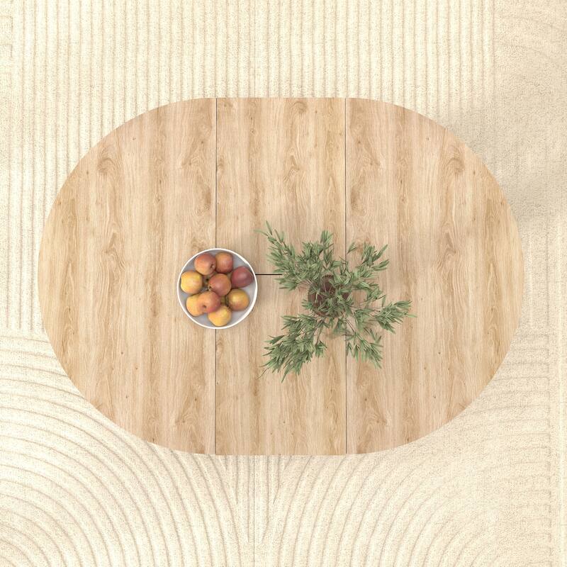 43"-59" Extendable Round Dining Table with X-Shaped Base & Removable Leaf, Kitchen Table with Adjustable Length