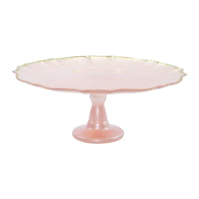 viva by VIETRI Baroque Glass Pink Cake Stand