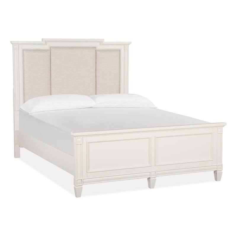 Magnussen Home Willowbrook Egg Shell White With Slight Rub Through Panel Upholstered Bed - Queen