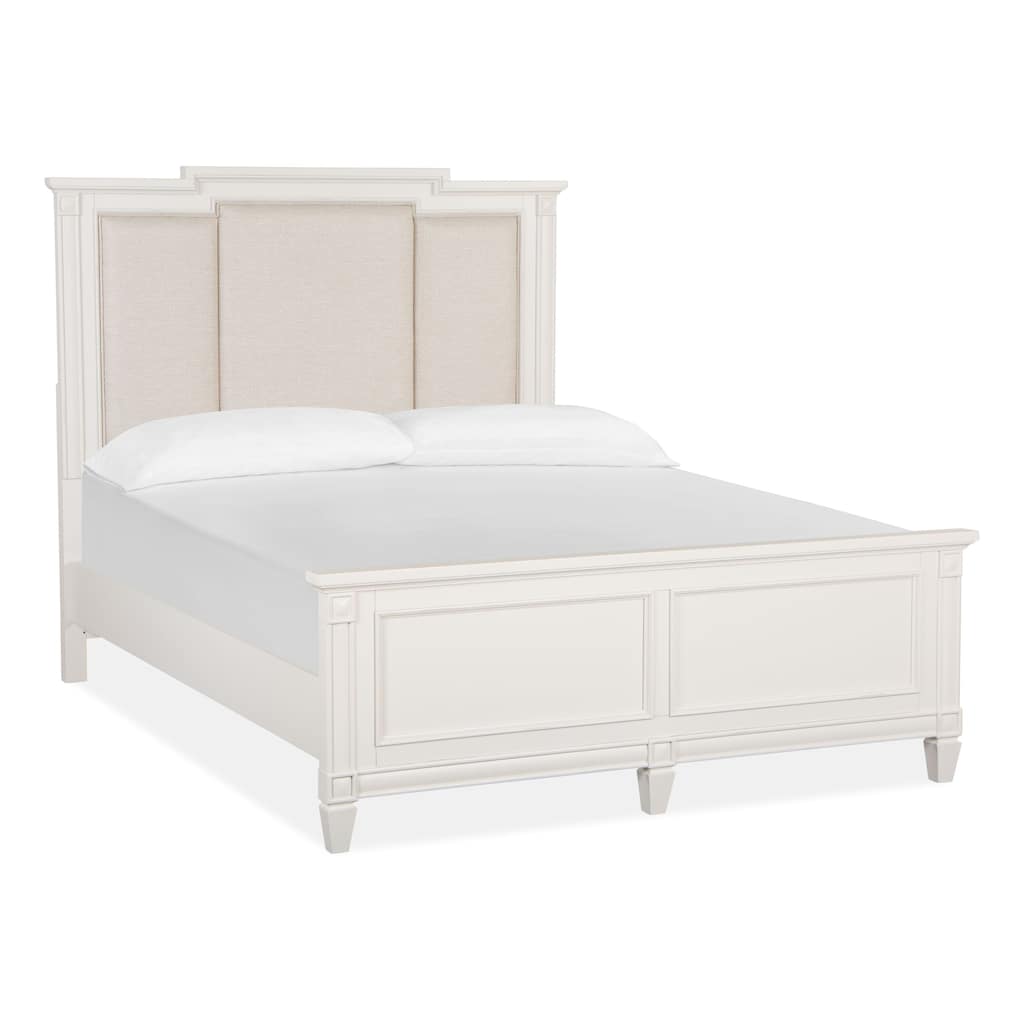 Magnussen Home Willowbrook Egg Shell White With Slight Rub Through Panel Upholstered Bed