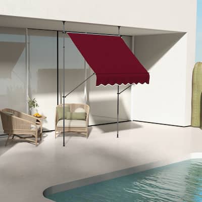 6.5' x 4' Freestanding Retractable Awning, Wine Red
