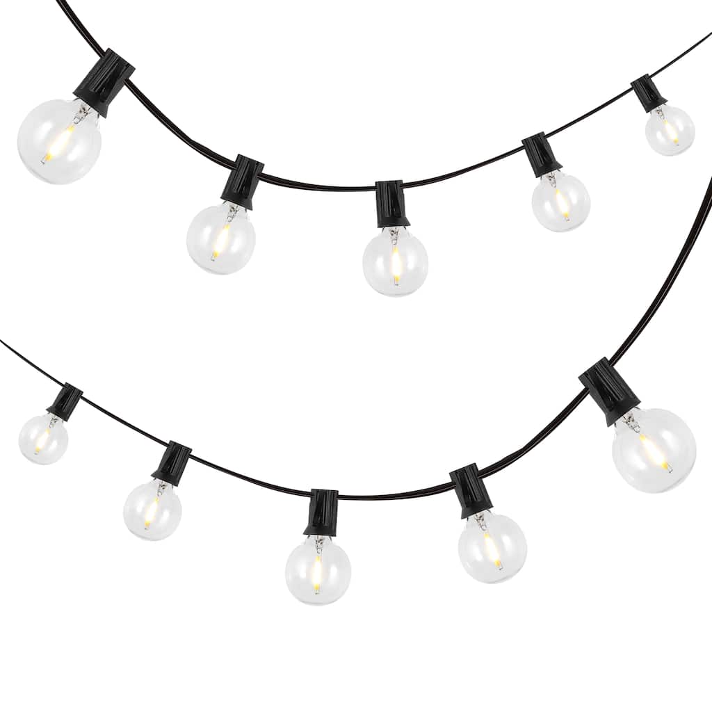 25-Light Indoor/Outdoor G40 Bistro Globe String Lights, 25 ft., Black (2-Pack)