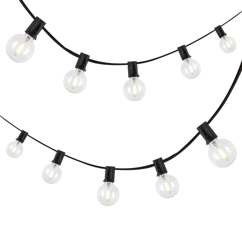 25-Light Indoor/Outdoor G40 Bistro Globe String Lights, 25 ft., Black (2-Pack) - Black