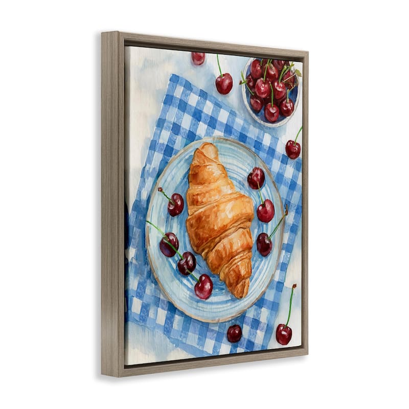 Stupell Cherries & Croissant Breakfast Framed Floater Canvas Wall Art Design By Lil' Rue