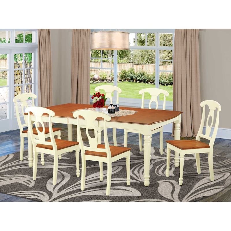Dining Table Set - Rubber Wood Kitchen Table with 8 Chairs - Modern Design