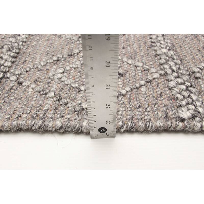 ECARPETGALLERY Braid weave Sienna Grey Wool Rug - 6'0 x 8'9