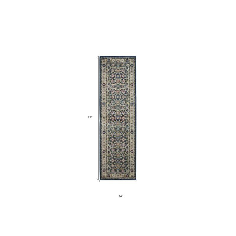Power Loomed Distressed Abstract Floral Traditional Non Skid Area Rug - 72' X '24' X '0.5