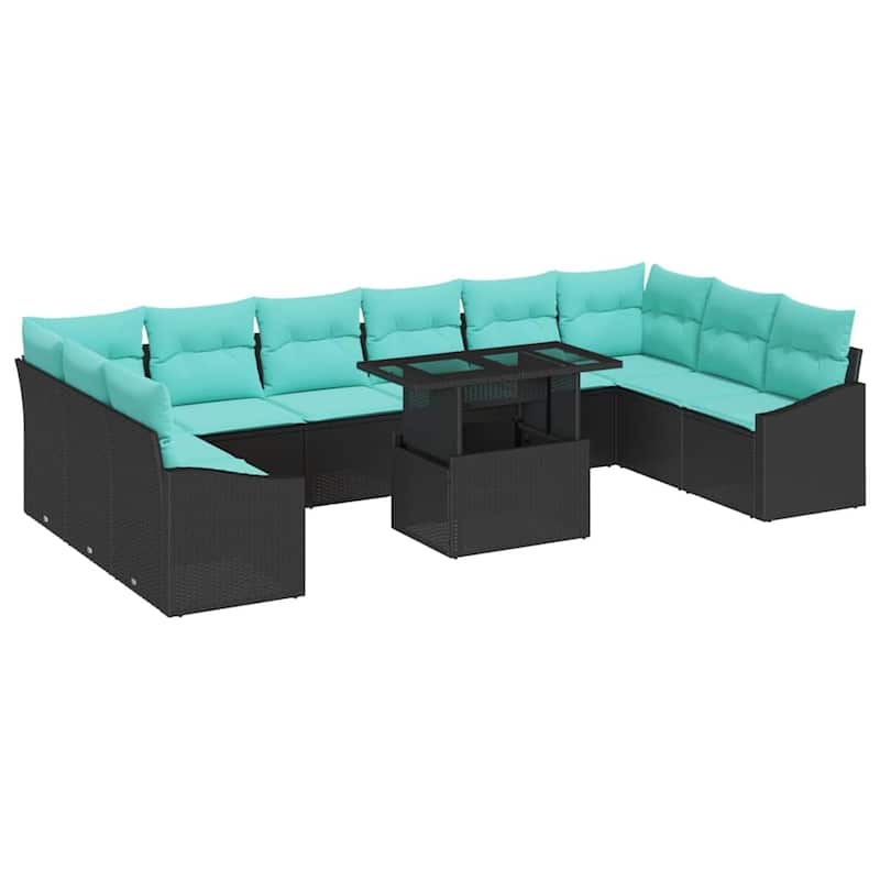 vidaXL 11 Piece Garden Sofa Set with Cushions - 135.4×73.8×27.2