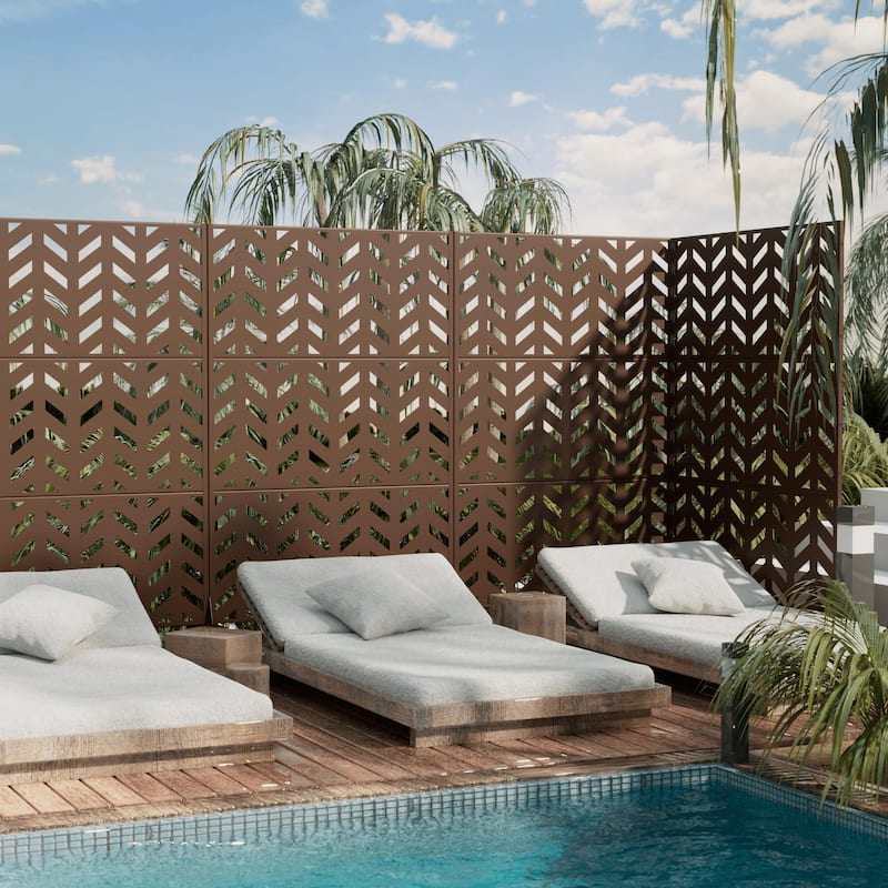 Outdoor Privacy Screen Metal Privacy Screen Panel Free Standing - 72*47