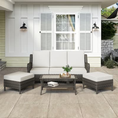 Rattan Outdoor Sectional Set with Modular Seating