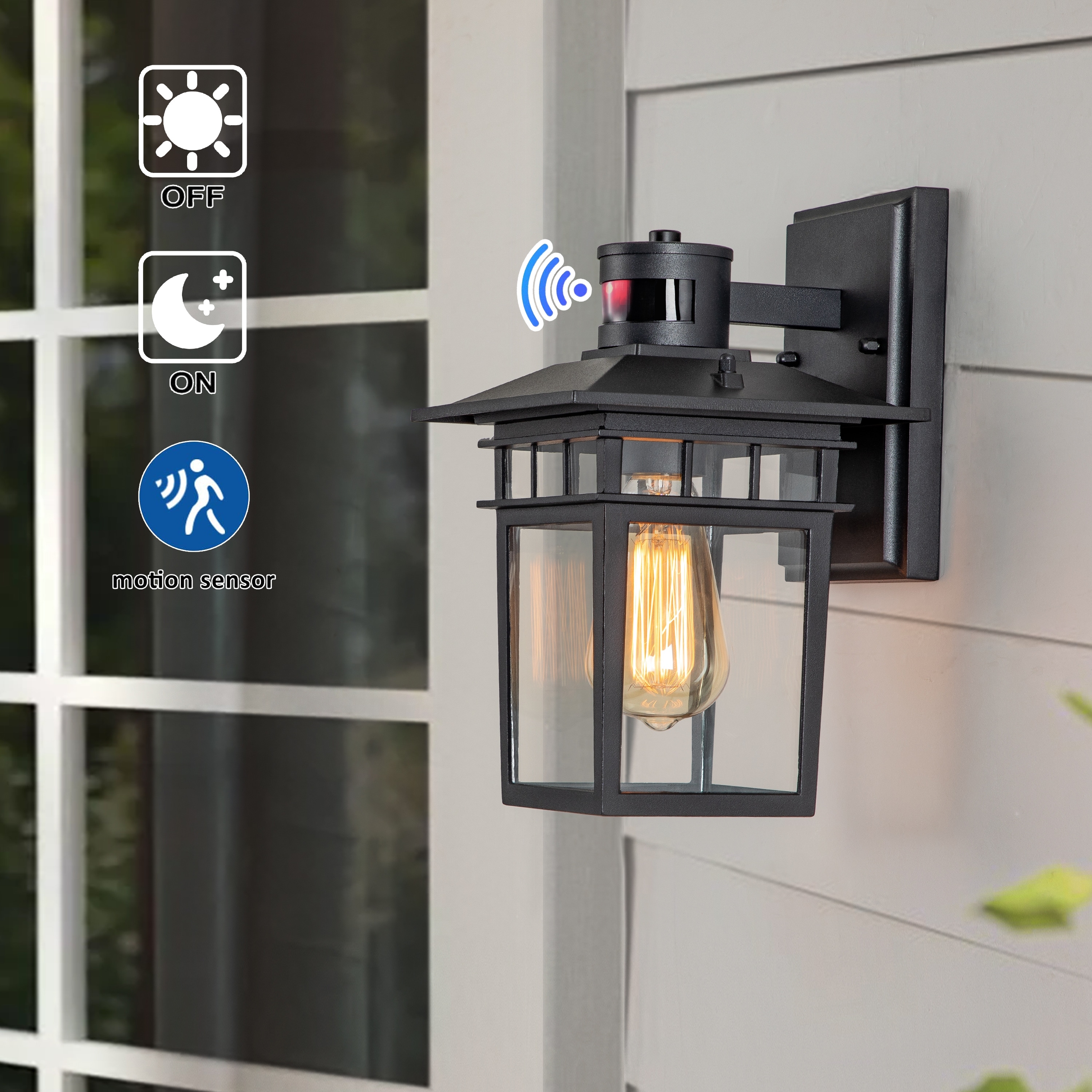 C Cattleya Matte Black Motion Sensor Outdoor Wall Light Wall Sconce