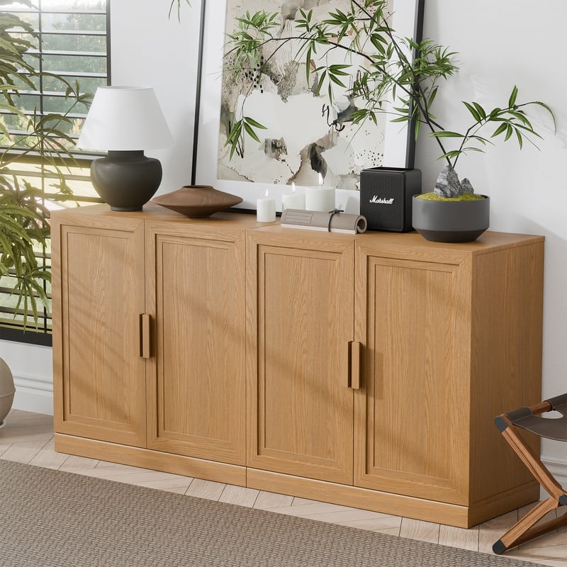 Sideboard Buffet Cabinet Farmhouse Kitchen Pantry Cabinet with Adjustable Shelves for Kitchen Dining Room Living Room