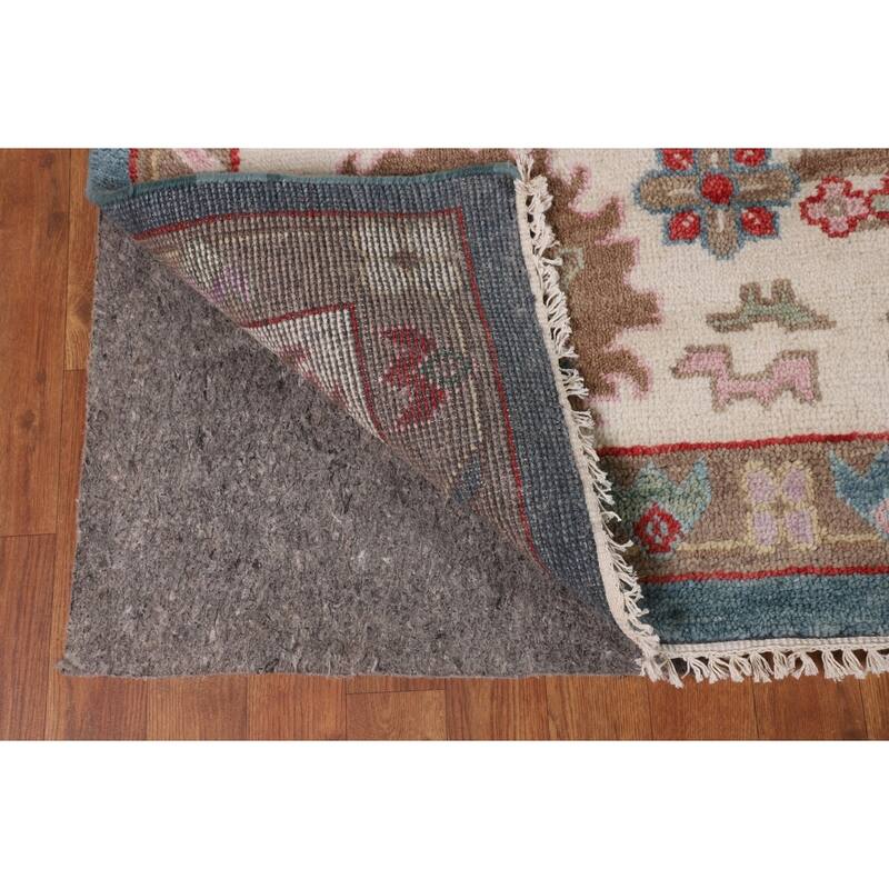 Light Blue Floral Oushak Large Area Rug Handmade Wool Carpet - 9'11" x 13'8"
