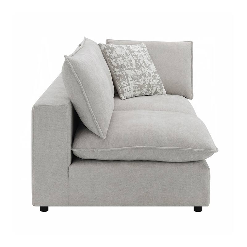 Upholstered Modular Right Facing Loveseat with 2 Pillows in Beige