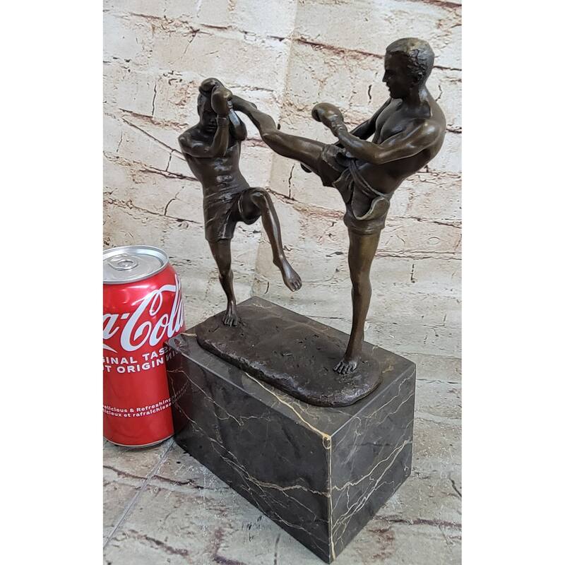 Signed Original Milo Kick Boxer Boxers Bronze Sculpture Marble Base Figurine Art