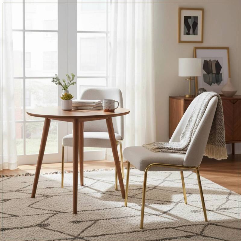 Lumen Modern Upholstered Kitchen Dining Chair with Gold Steel Legs Ergonomic Accent Chair