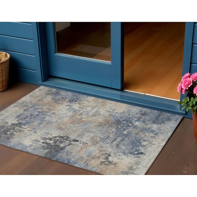 HomeRoots Abstract Transitional Rectangle Outdoor Rug - 3' x 5'