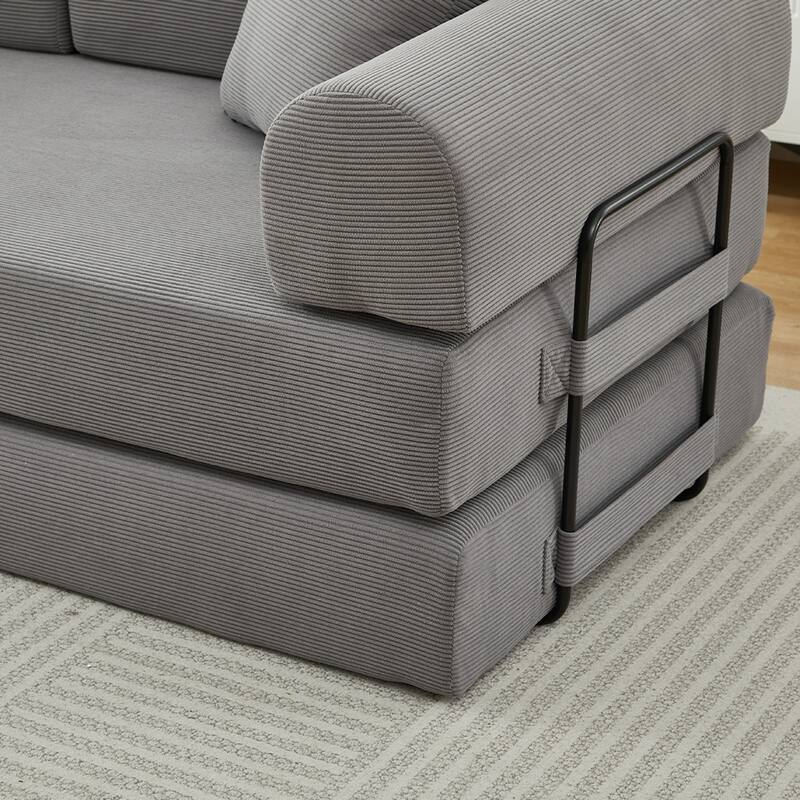 Folding Upholstered Sofa Bed, 78.5" Convertible Sleeper Sofa Bed with 2 Pillows, Fold Out Loveseat Couch, Futon Couch
