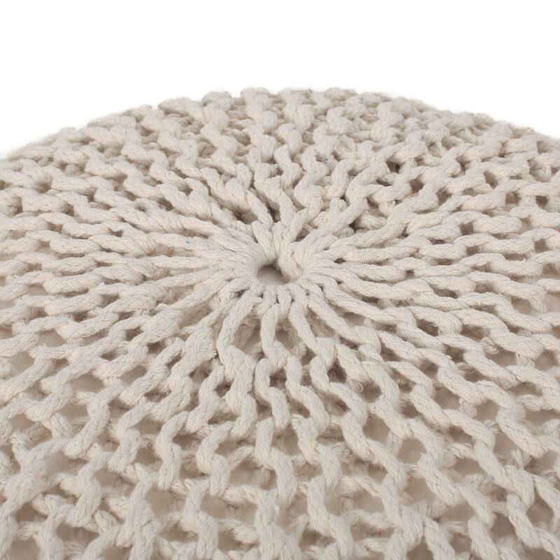 Abena Knitted Cotton Pouf by Christopher Knight Home