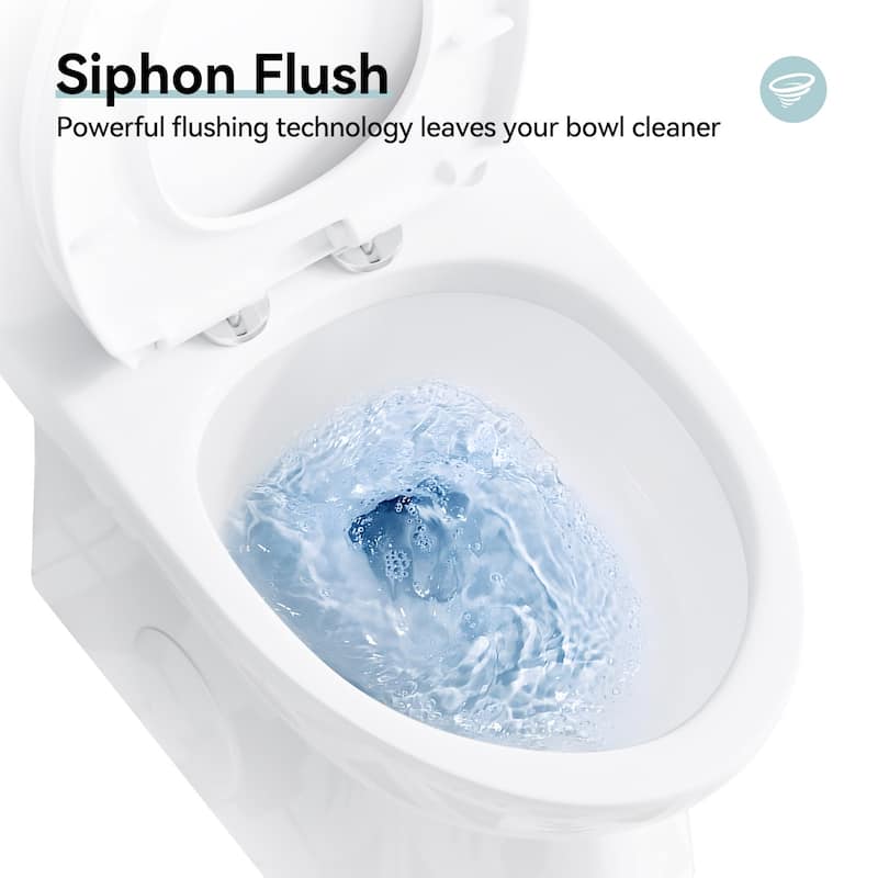 HOROW 1 Piece Dual Flush Elongated Toilet White 0.8 1.28 GPF Seat Included - N/A