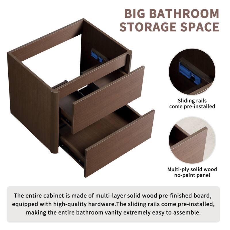 Wall Mounted Floating Single Bathroom Vanity, Without Sink