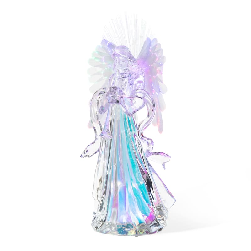 Glitzhome 12"H Acrylic LED Color Changing Lighted Tabletop Angel Figurine