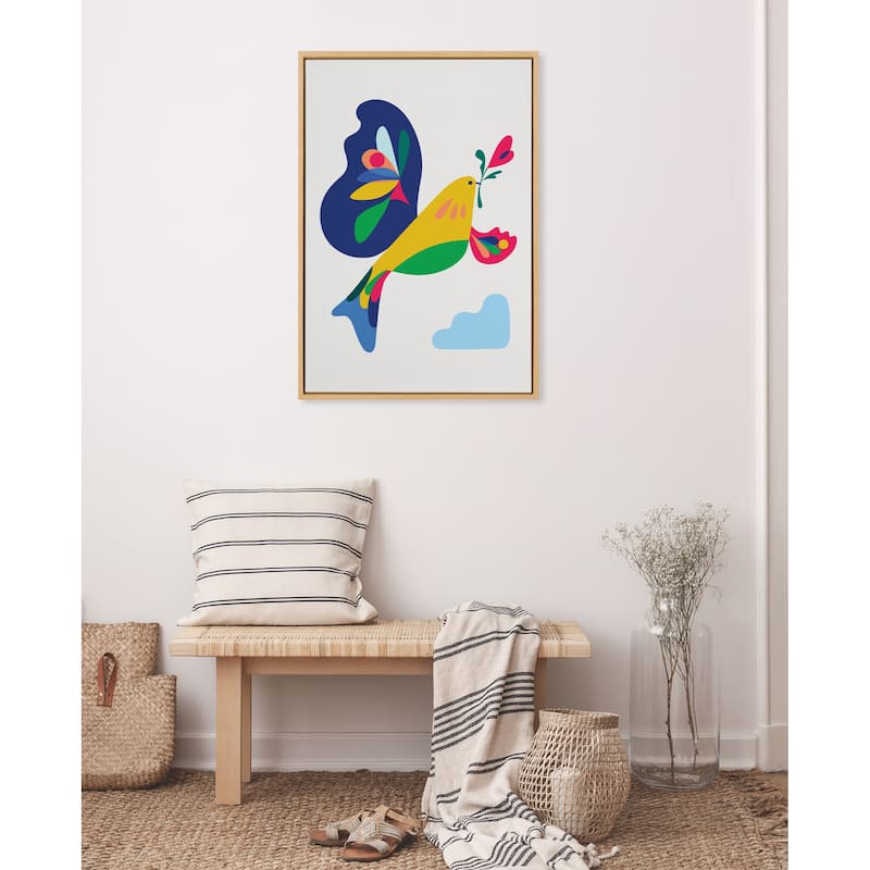 Kate and Laurel Sylvie Peace Dove Framed Canvas by Rachel Lee