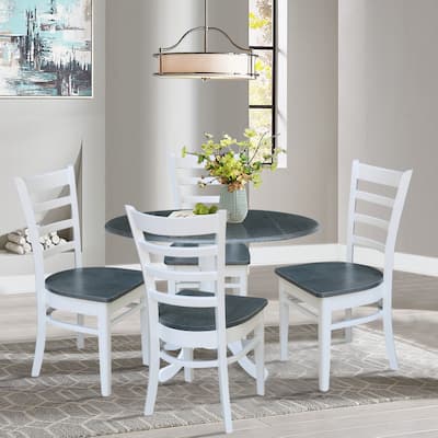 42 in. Drop Leaf Table with 4 Ladder Back Dining Chairs - 5 Piece Set