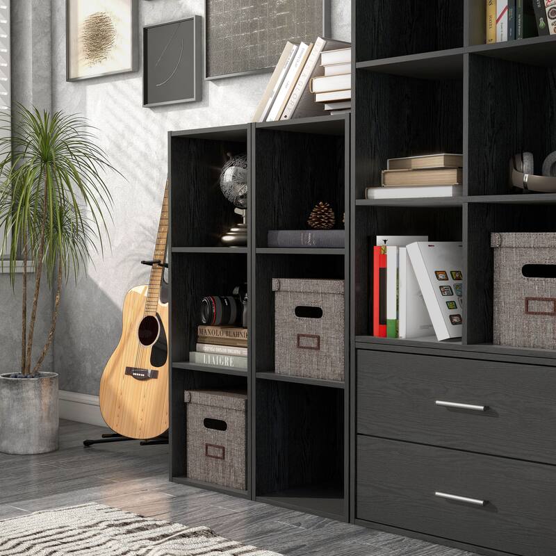 DH BASIC Modern Wood Customizable Stackable Storage Organizer - Cube Shelves, Drawer Cabinet, Bookcase with Doors by Denhour