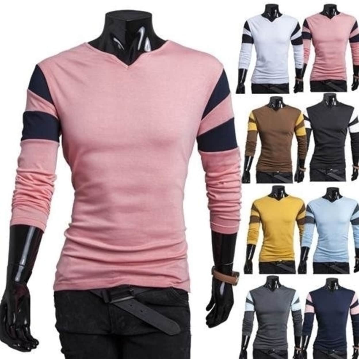 Shop Hit The Color Stitching Slim Fashion Casual Long Sleeved T
