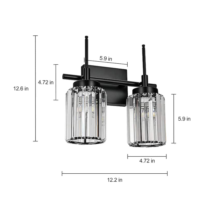 Modern Black 1/2/3/4/5-Light Bathroom Crystal Vanity Light Wall Sconces