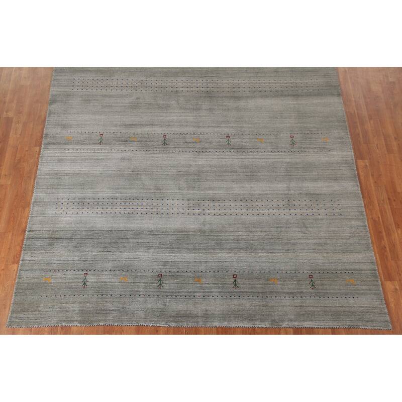 Gabbeh Indian Area Rug Hand-Knotted Wool Carpet - 8'3"x 9'10"
