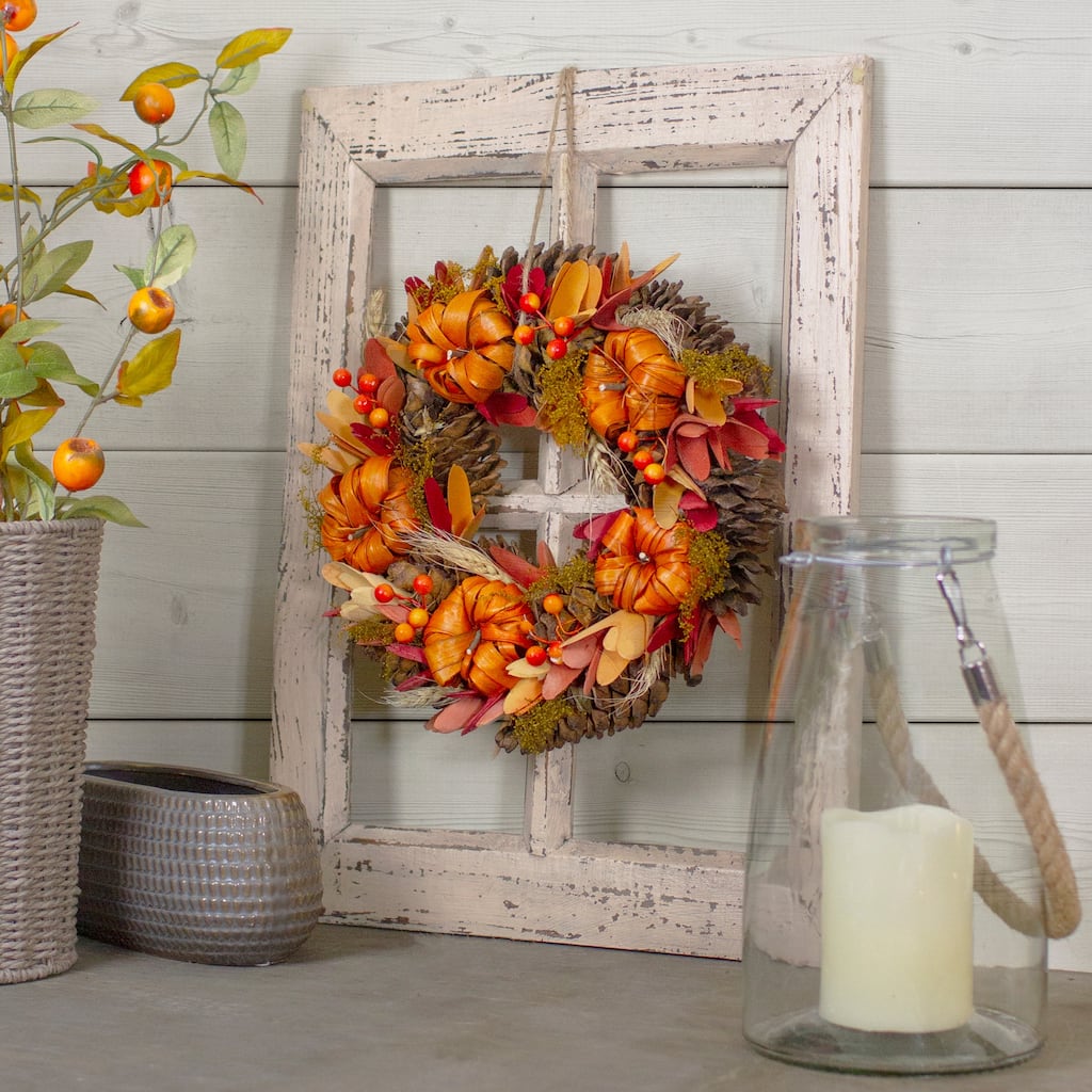 Mini Pumpkins and Berries Autumn Harvest Wreath - 13" - Unlit