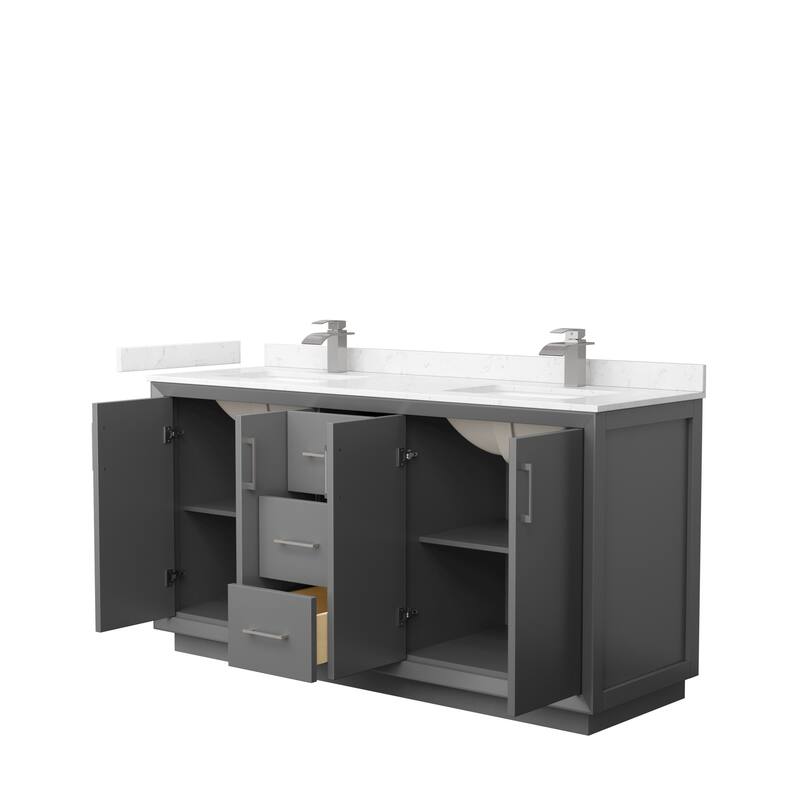 Strada 66-Inch Double Vanity Set, Cultured Marble Top